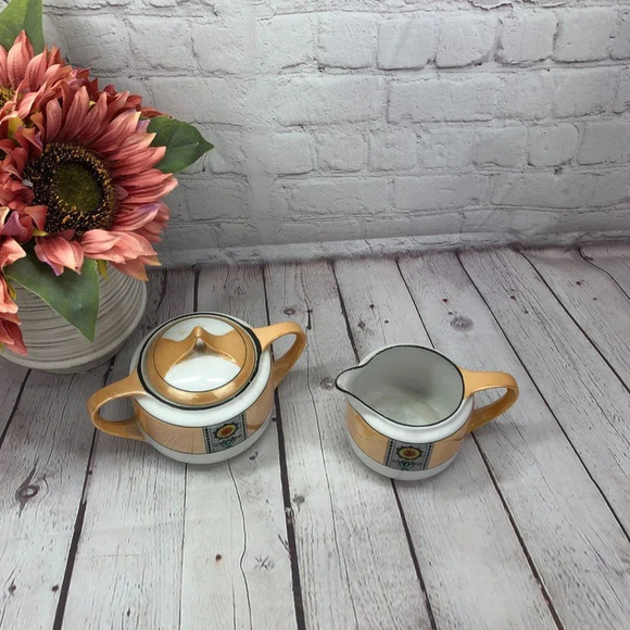 vintage noritake hand painted cream and sugar set - Picture 4 of 8